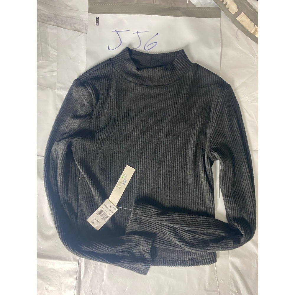 WallFlower Womens Small Black Ribbed Mock Neck Sweater Long Sleeve Knit Top NWT